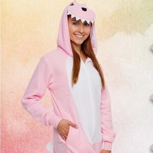 Woman dinosaur onsie costume
